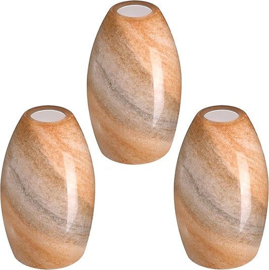 Leading Lighting 4.7" Handblow Art Glass Lamp Shade Pendant Ceiling Chandelier Wall Sconce Light Replacement Oval Glass Shade Fixture (Orange 3 Pack)