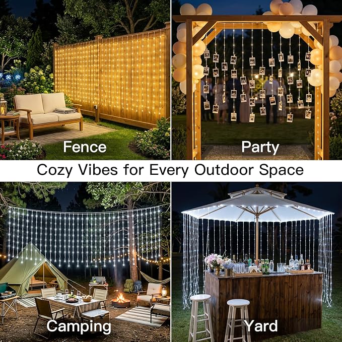 suddus Curtain Lights Untangled,450 LED Hanging Lights with Hooks, Waterproof Window Lights for Christmas, Dorm, Wall, Backdrop, Window, Wedding, Party, Birthday Decor,Color Changing