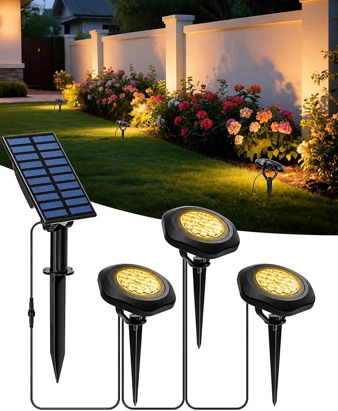 Solar Spot Lights Outdoor Waterproof IP68, 2 Light Modes Pond Lights, 3-in-1 LED Warm Light Solar Landscape Lights, Landscape Path Lights for Underwater Pond Garden Yard Pathway