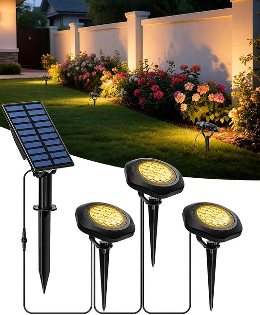 Solar Spot Lights Outdoor Waterproof IP68, 2 Light Modes Pond Lights, 3-in-1 LED Warm Light Solar Landscape Lights, Landscape Path Lights for Underwater Pond Garden Yard Pathway