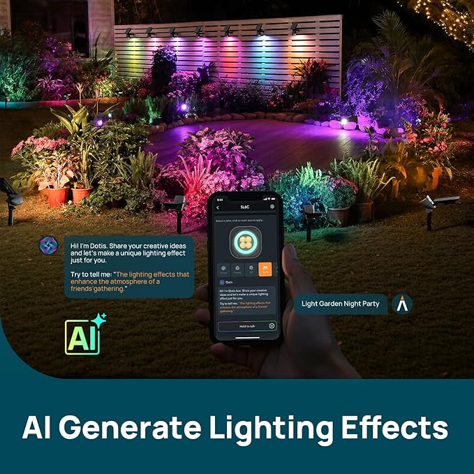 Linkind Smart Solar Lights Outdoor Waterproof SL6C, Dual-Ring Solar & USB Charging Solar Spotlights Outdoor Waterproof IP66, Color Changing Spot Light for Yard, Tree, Landscape, House, 4 Pack