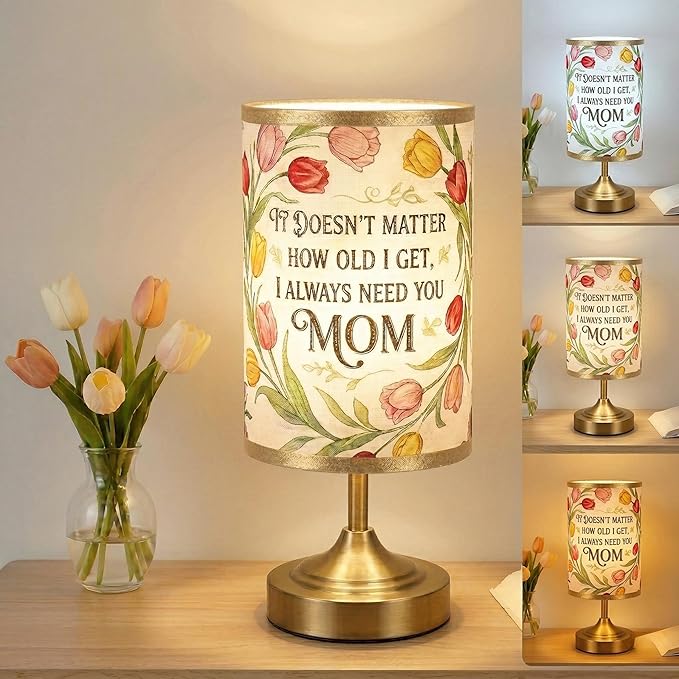 Cordless Table Lamp,Mothers Day Gift for Mom Mother Grandma, 4000mAh Rechargeable Bedside Lamp,3 Color Modes & Stepless Dimming Tulip Desk Lamp, Cute Birthday Gift for Mom Women from Daughter Son