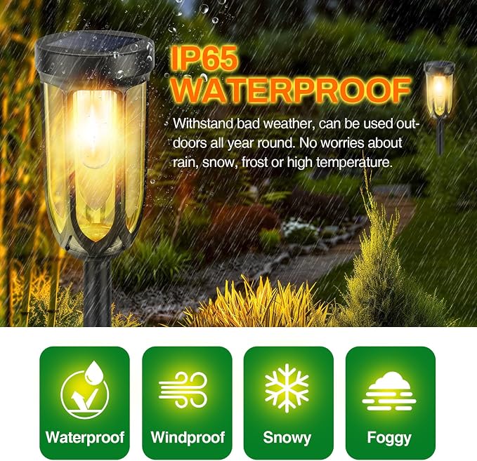 UMYBJRNDSA-Solar Lights Outdoor 8 Pack, Solar Pathway Lights, Solar Lights Outdoor Waterproof IP65, Bright Auto On/Off Garden Lights, Solar Landscape Lights for Driveway Walkway Lawn Yard (Warm White)