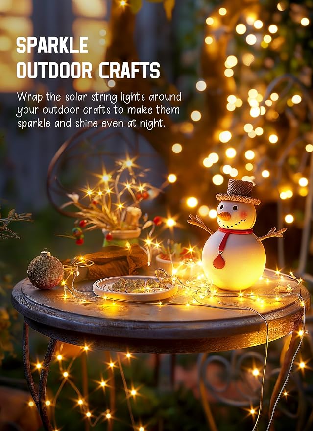 Solar String Lights Outdoor Waterproof, 2 Packs Total 132 Ft 400 LED Solar Fairy Lights with 8 Modes, Twinkle Solar Powered Outdoor Lights for Patio Yard Trees Wedding Christmas, Warm White | IP65 Waterproof Solar Fairy Lights with 8 Modes, Twinkle Sol...