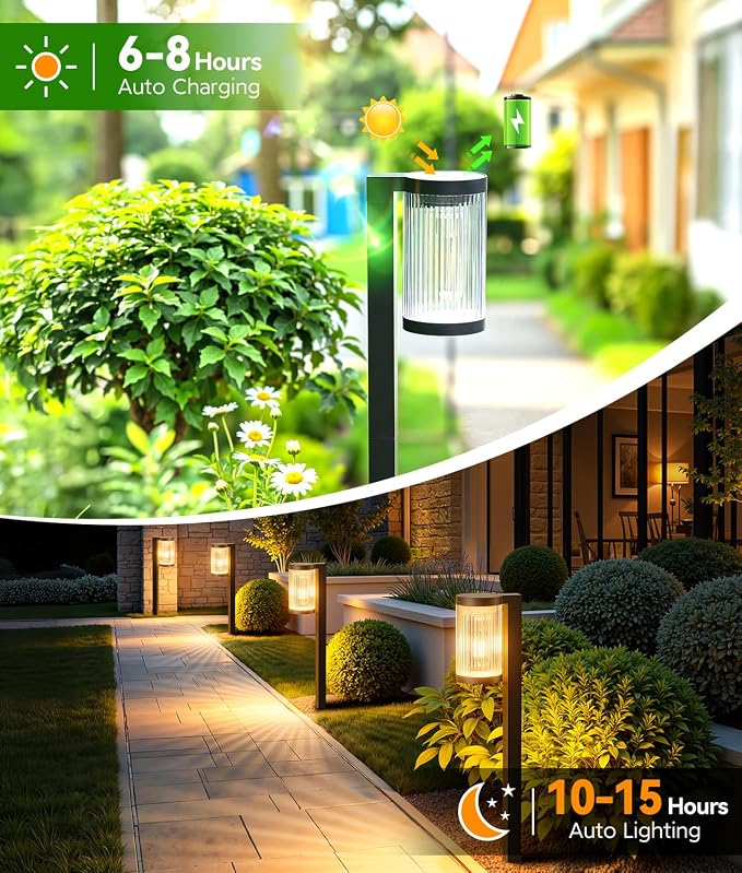 ELECLINK Solar Pathway Lights Outdoor, 4 Pack Upgraded Outdoor Solar Lights for Outside Super Bright Up to 15Hrs, IP65 Waterproof Solar Garden Lights for Yard Path Walkway Decor Landscape Lighting
