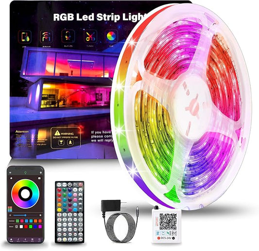 NBBUFF Led Lights for Bedroom 65.6ft (1 Roll), Color Changing RGB Led Strip Lights with 60 Keys Remote and App Control, Music Sync Led Lights for Room Kitchen Party Home Decor