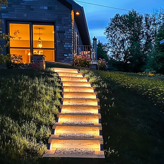 JOFIOS Solar Step Lights - 8 Pack Waterproof IP67, Outdoor Deck & Staircase Lights (Warm Brown)