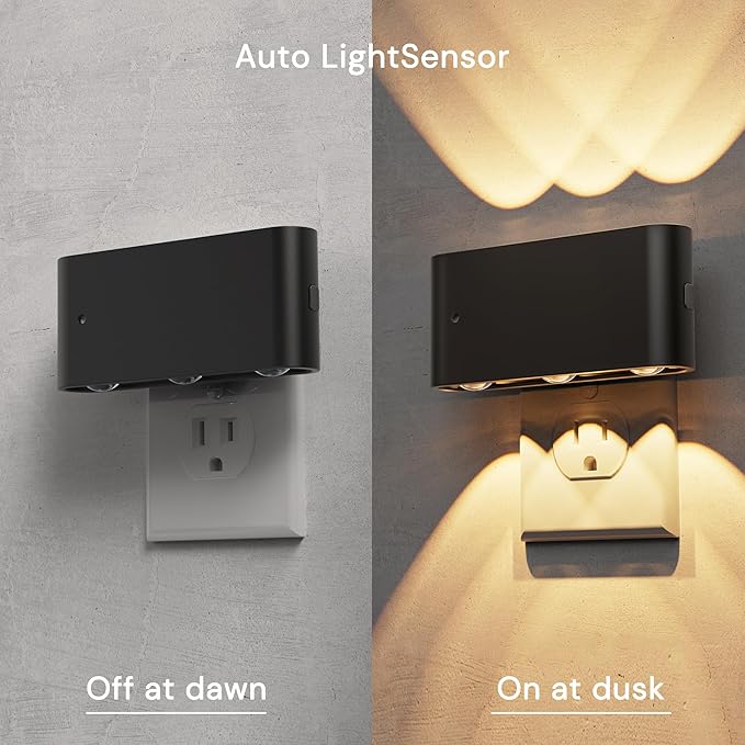 L LOHAS LED Night Light, 2 Pack Dimmable Modern LED Night Lights Plug into Wall,Dusk to Dawn Sensor Night Lights for Kid, 2000K/3000K/5000K Nightlight for Hallway Bedroom Stairway