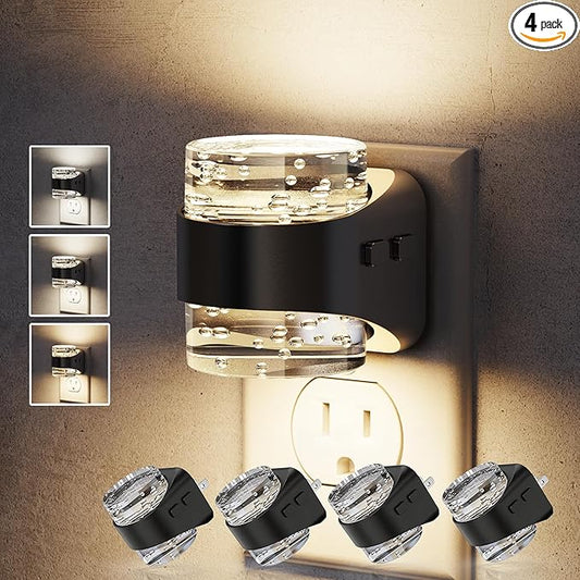 JandCase LED Night Light, Bubble Night Lights Plug into Wall, [4 Pack] Night Light 3000K/4000K/5000K & 3 Brightness Levels, Dimmable Nightlight with Dusk to Dawn Sensor for Bathroom Hallway Bedroom