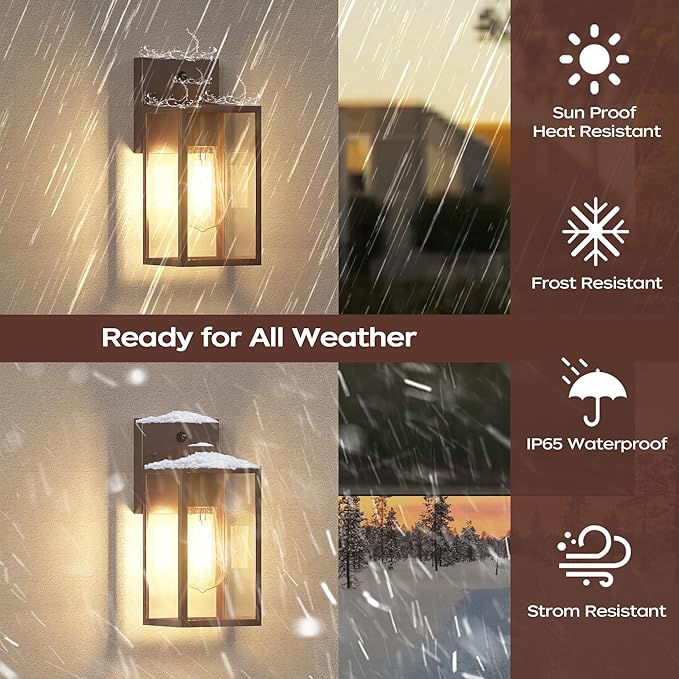 WIHTU Oil Rubbed Bronze Dusk to Dawn Porch Lights Fixtures - Outdoor Exterior Sensor Wall Sconce Lamp, Waterproof Wall Lantern, Anti Rust Coach Lights for Doorway, Garage