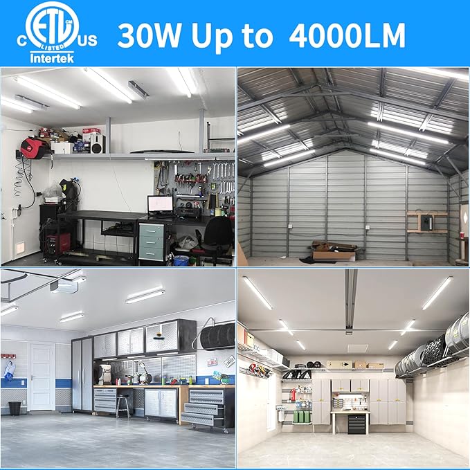 SHOPLED LED Shop Lights 3FT, 30W 4000LM 5000K Daylight White, V Shape Linkable T8 Ceiling Light Fixtures, 3 Foot LED Tube Light for Workshop, Workbench, ETL Listed, 2 Pack
