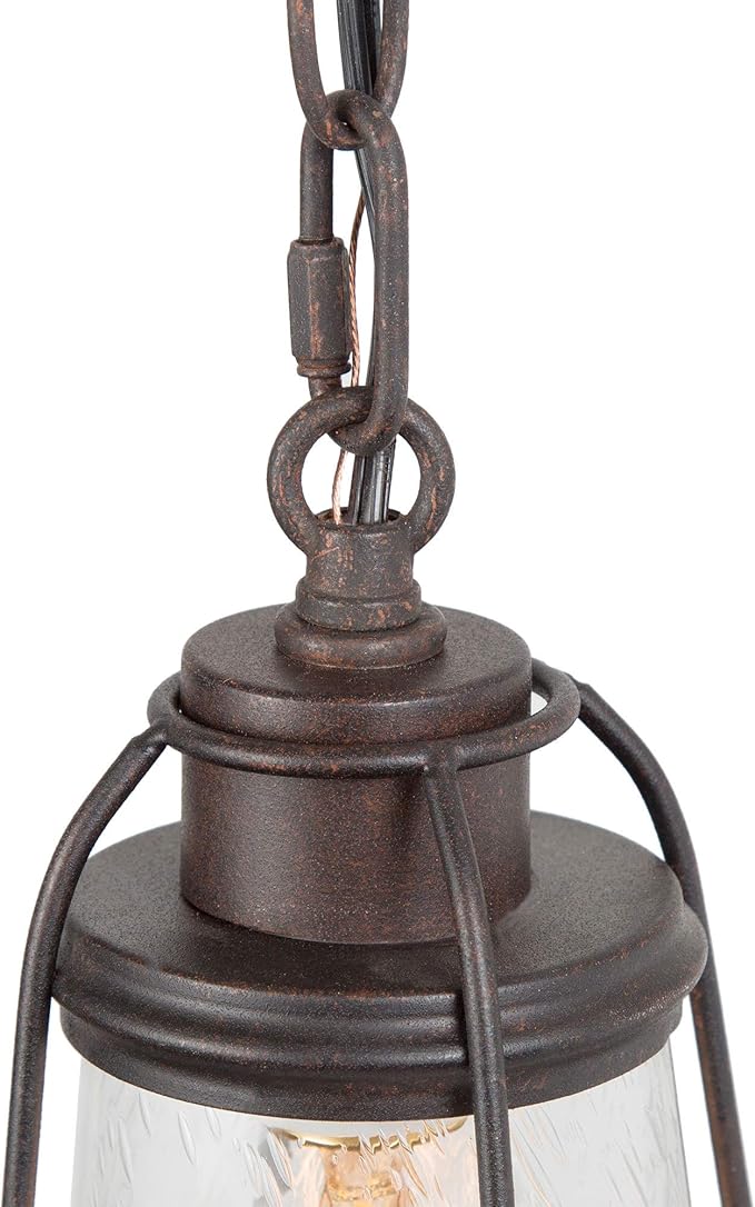 KSANA Farmhouse Pendant Lighting, Mini Rustic Hanging Light Fixture with Seeded Glass Shade for Kitchen Island, Foyer, Hallway, Bedroom and Entryway, Bronze