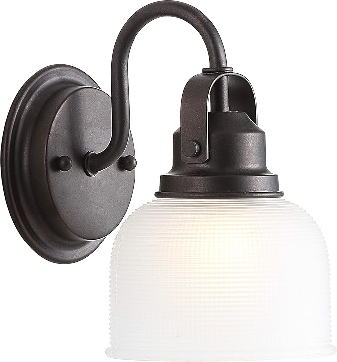 JONATHAN Y 5.75" Oil Rubbed Bronze Modern Bathroom Vanity Light, 1-Light LED Wall Sconce, Clear Glass Bell Shade for Mirror Hallway Kitchen, ETL Listed, LED Bulb Included (JYL7407C)