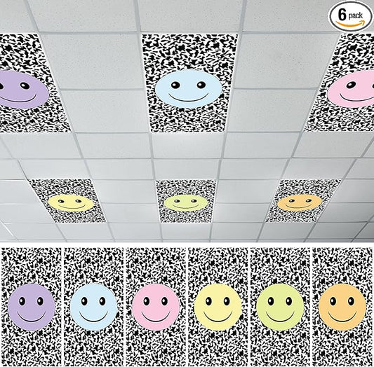 Wiooffen 6 Pcs Fluorescent Light Covers with 60 Magnets Decorative for Classroom Ceiling Lights 4 x 2 Feet Magnetic Light Cover Filter Easy Install for Office Hospital Home Ceiling Supplies (Pastel)