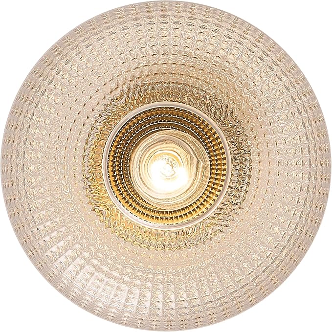 Modern Prismatic Globe Ceiling Light,Vintage Glass Flush Mount Light Fixture with Brass Gold Base Hallway Ceiling Lighting for Bedroom,Foyer,Kitchen,Laundry Room,Entryway,9.84 Inch,E26 1-Light