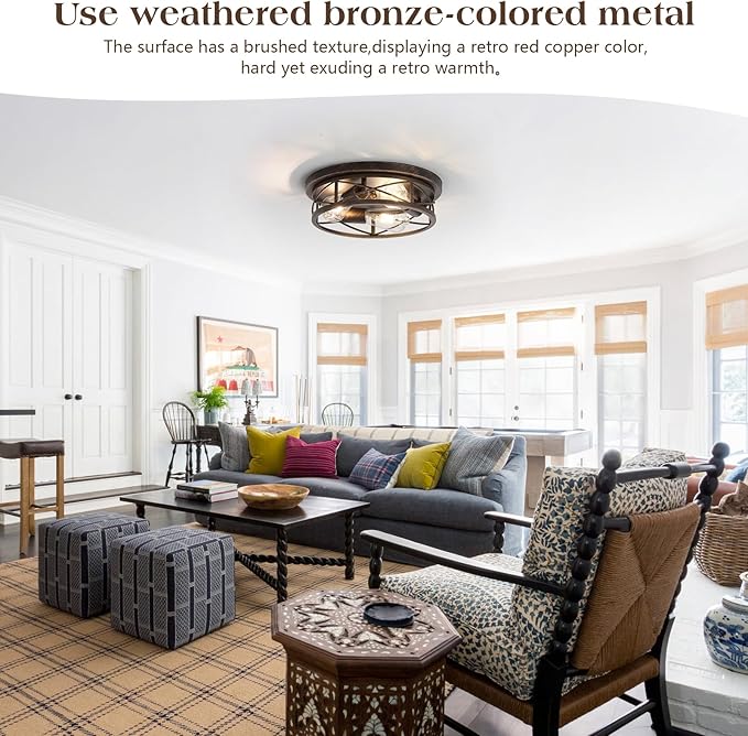 Black Gold Farmhouse Ceiling Light Fixtures,3 Lights Flush Mount Ceiling Light,Bathroom Light Fixtures Ceiling Mount for Hallway Bedroom Kitchen 1 Pack