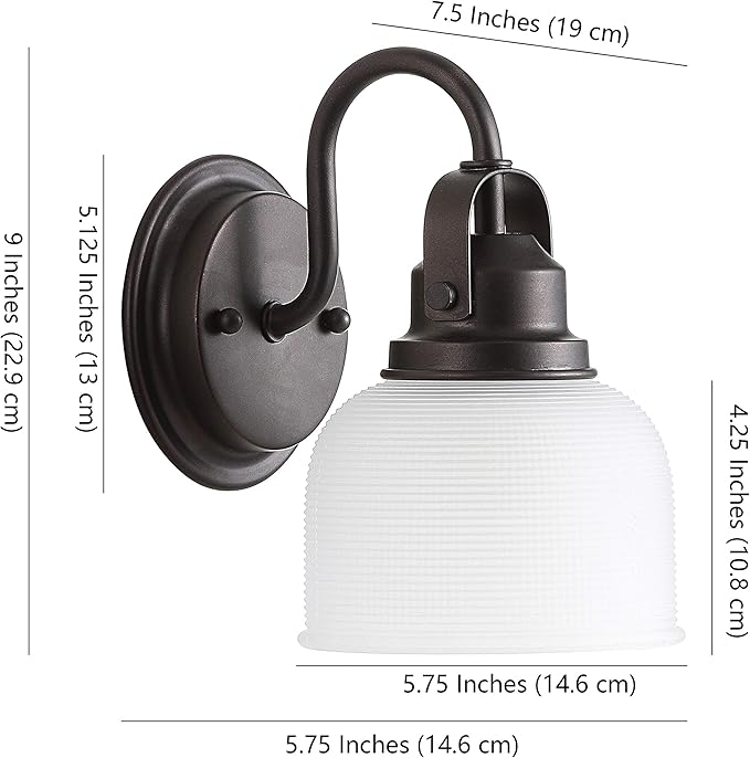 JONATHAN Y 5.75" Oil Rubbed Bronze Modern Bathroom Vanity Light, 1-Light LED Wall Sconce, Clear Glass Bell Shade for Mirror Hallway Kitchen, ETL Listed, LED Bulb Included (JYL7407C)
