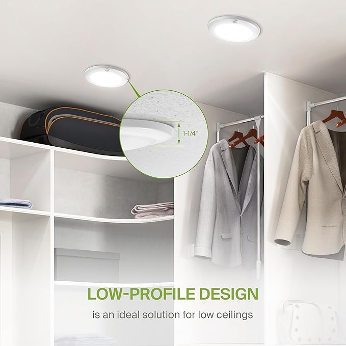 ASD 6 Pack Motion Sensor LED Disk Lights 6 Inch, 15W 5CCT 2700-5000K 1149LM CRI90+, Indoor Ceiling Flush Mount Light Fixture, Low Profile Lighting for Closet, Hallway, Pantry, Porch, Garage, White, UL
