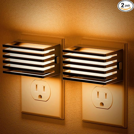 JandCase Amber Night Light, [2 Pack] Night Lights Plug into Wall with Dusk to Dawn Sensor, Dimmable Plug in Night Light, Adjustable Brightness, Amber Nightlight for Bedroom Bathroom Hallway