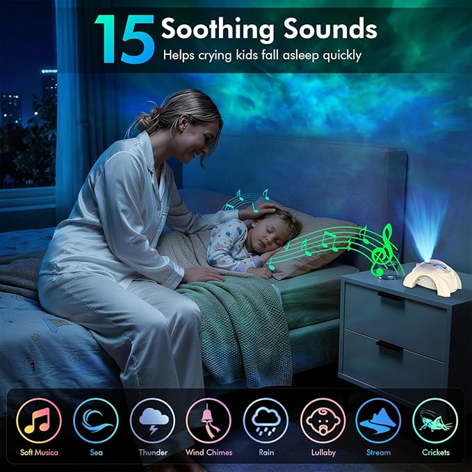Rossetta Dual Lens Galaxy Projector, Star Projector for Bedroom with White Noise & Bluetooth Speaker, Remote, Timer, Aurora & Nebula Night Light Projector for Room Decor, Gifts for Kids Adults Teens