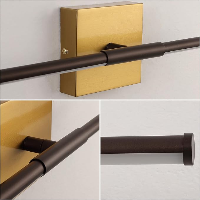 JONATHAN Y 16.25" Oil Rubbed Bronze/Brass Gold Modern Dimmable Integrated LED Wall Sconce, Minimalist Adjustable Metal Vanity Light for Bathroom Mirror, Bedroom, Hallway, 3000K, ETL Listed (JYL7039F)