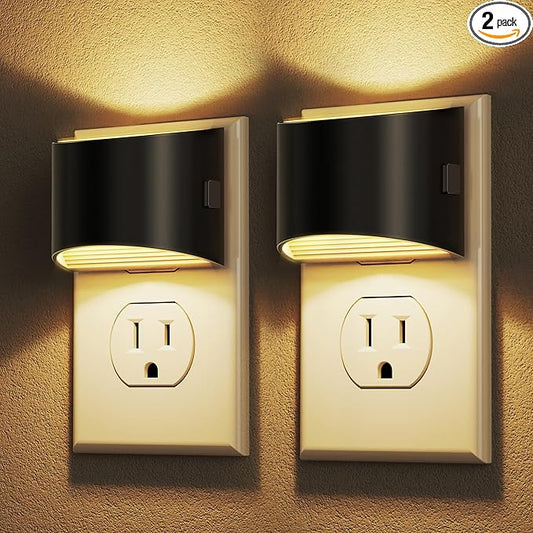 DORESshop LED Night Light[2 Pack], Night Lights Plug into Wall, 3 Level Brightness Adjustable Plug in Night Light, Dusk to Dawn Sensor, Nightlights for Adults, Bedroom, Bathroom, Hallway, 3000K