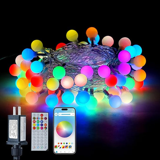 LiuZpatial Smart Globe Christmas Lights Indoor, 33 FT 100 LED Globe Fairy Lights Plug in, App & Remote Control, Timer Music Sync, Christmas Globe String Lights for Bedroom
