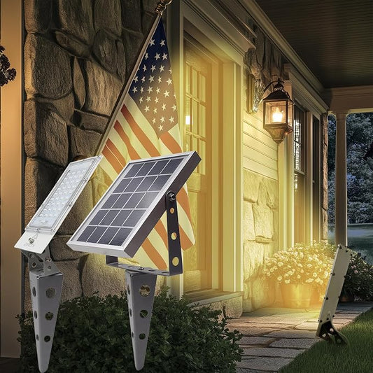 Flag Pole Light Solar Powered A280X Metal Flood Sign Spotlight,36LED 16ft Cable Waterproof Outdoor Landscape Auto On/Off Dust to Dawn for Yard Garden Flag Wall