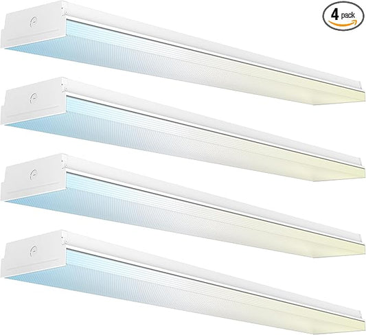Sunco 4 Pack 50W 7 Inch LED Commercial Industrial Warehouse Workshop Prisma Wraparound Light, 6500 Lumens, 3 CCT 4000K Cool White/5000K Daylight/6000K Daylight Deluxe, Non-Dimmable, AC120-277V - ETL