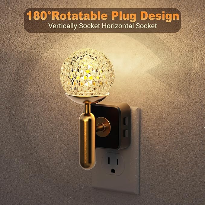 JandCase Night Light, 2 Pack Night Lights Plug into Wall, Color Change RBG Nightlight, Built in Dusk to Dawn Sensor for Hallway Bedroom Stairway