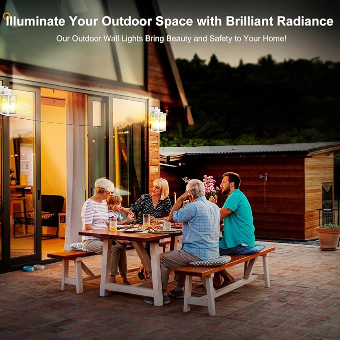 2 Pack Dusk to Dawn Outdoor Lighting, IP65 Waterproof Outdoor Porch Light with Tempered Glass, Outdoor Light Fixture for House Exterior Front Door Garage Patio(White)