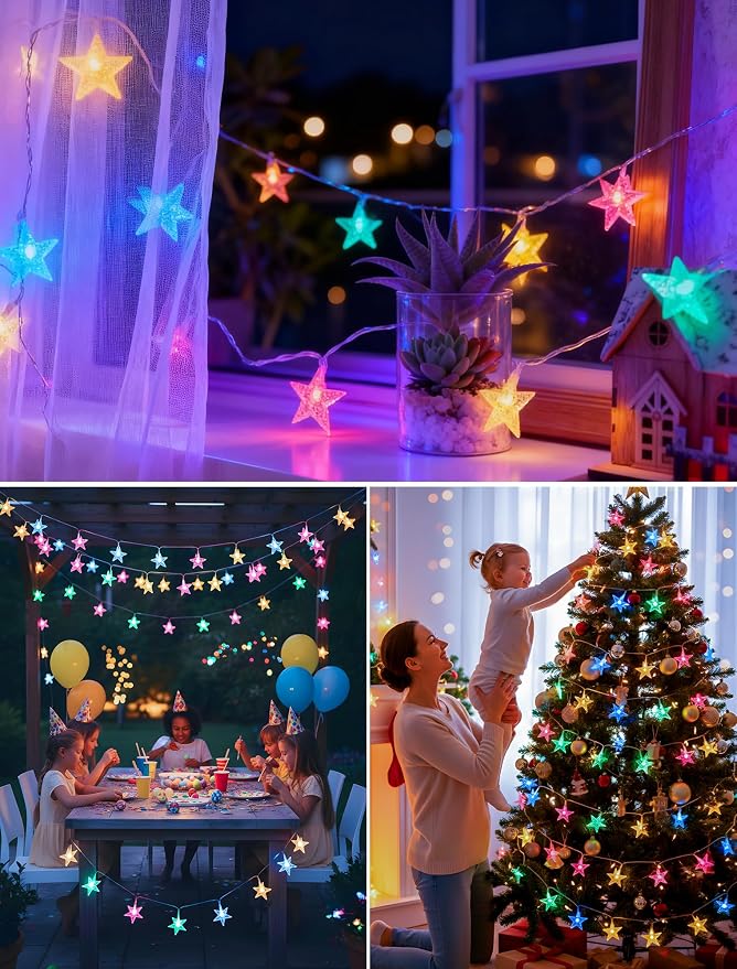 Star String Lights Plug in,39ft 100LED Easter Lights with Remote, Hanging Star Decorations Lights Waterproof for Indoor Outdoor Bedroom Classroom Dorm Kids Tent Party Decor,Multicolor