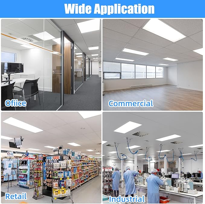 4 Pack 2x4 LED Flat Panel Light Drop Ceiling Light Fixture, 7800LM LED Drop Ceiling Office Fixture 5000K Led 2x4 Flat Panel Light 0-10V Dimmable Recessed Edge-Lit Fixture for Office Shop, ETL Listed