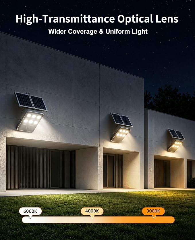 JAYNLT JX-10000W Solar Flood Lights Outdoor, 3000K/4000K/6500K Commercial Parking Lot Lights Dusk to Dawn,Motion Sensor Solar Powered Security Spot Lights, IP67 Waterproof, for Yard, Street, Garage
