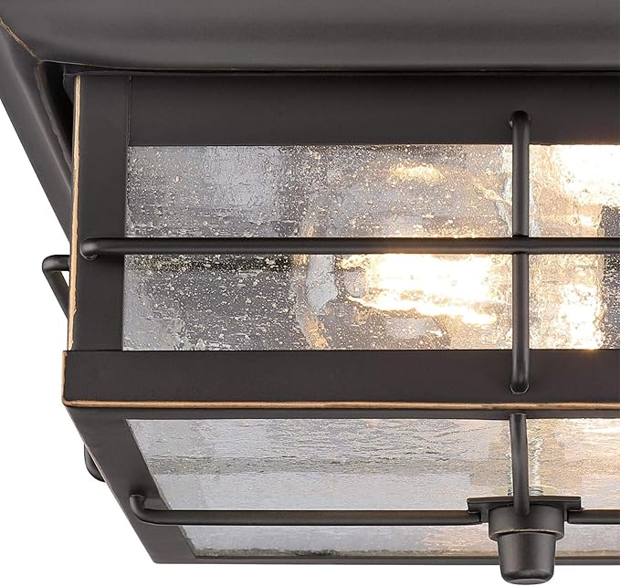 Westinghouse 6578400 Orwell 2 Light Outdoor Flush Mount Fixture in Oil Rubbed Bronze and Clear Glass, 6578400