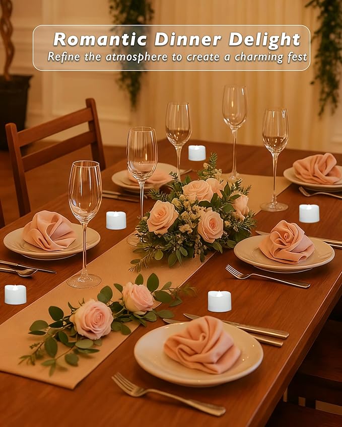 Raycare 24 Pack Cool White Battery Operated Tea Lights, 200+Hour Electric Flickering Flameless Candles, Realistic Votive LED Tea Lights for Wedding Party Table Thanksgiving Christmas Decorations