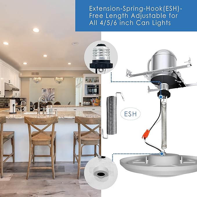 Jolux 7.5inch LED Disk Lights Surface Flush Mount Ceiling Disk Light, 4/5/6 inch Recessed Can Lights,15W=100W,4000K Cool White, Dimmable,Easyinstall with Extension Spring Hook for Free-Length,6Pack