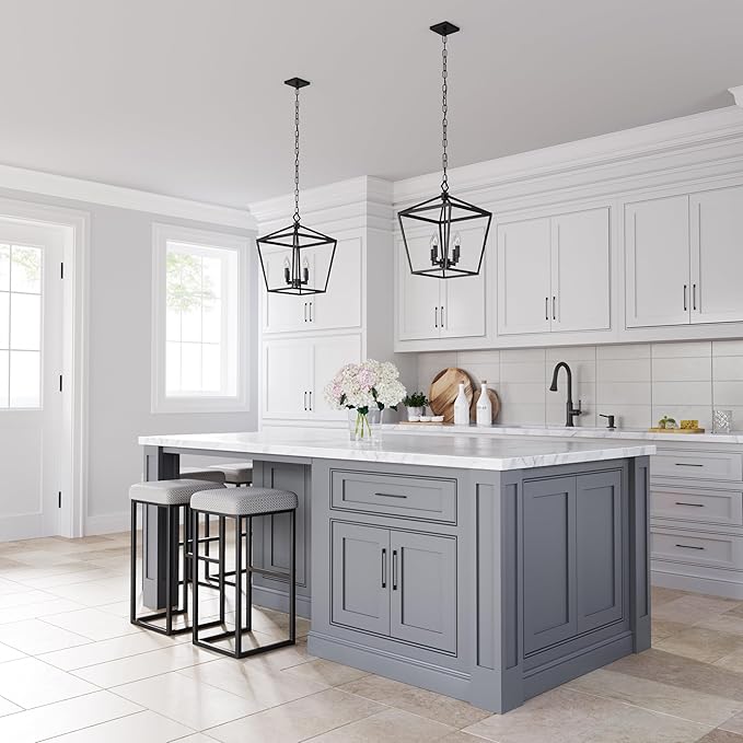 ML Lighting 3234-MB Four Light Pendant, Black