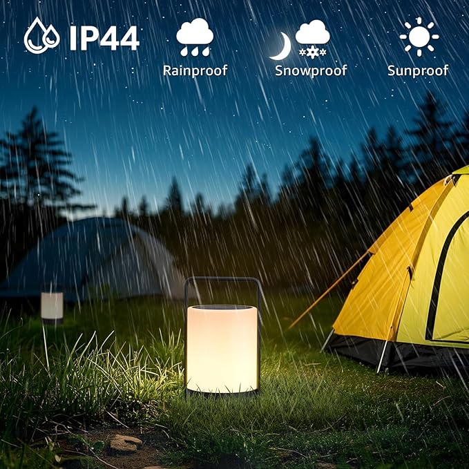 uuffoo 2 Pack Solar Lantern LED Outdoor Table Lamp Cordless Metal Frame IP44 Weather Resistant RGB and Warm White 7-15H Battery Life for Indoor Outdoor Patio Camping Restaurant Terrace By the Pool
