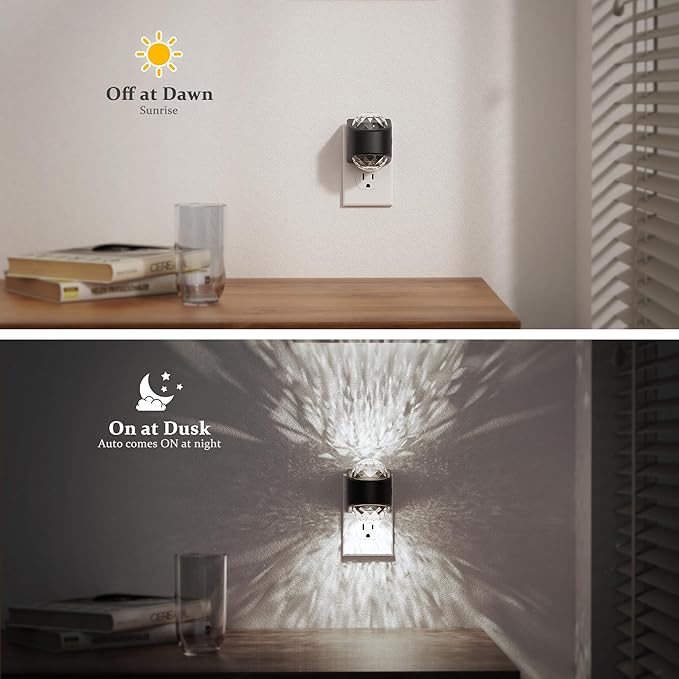 JandCase Night Lights Plug into Wall, Star Projector Night Light with 5000K Daily White, Automatic Galaxy Nightlight Plug in with Light Sensor for Bathroom Hallway Room Decor