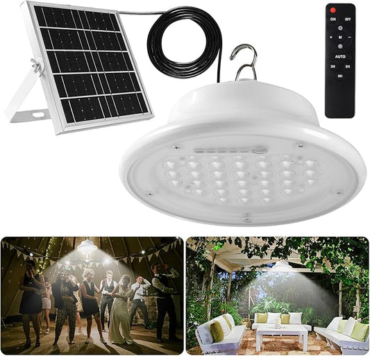 ABZXT Solar Pendant Light Shed Light Lighting Day and Night Auto Dusk to Dawn Solar Light Indoor and Outdoor with Remote Controlfor for Barn, Patio, Garden, Yard, Gazebo,Chicken Coop, Tent (1 Light)