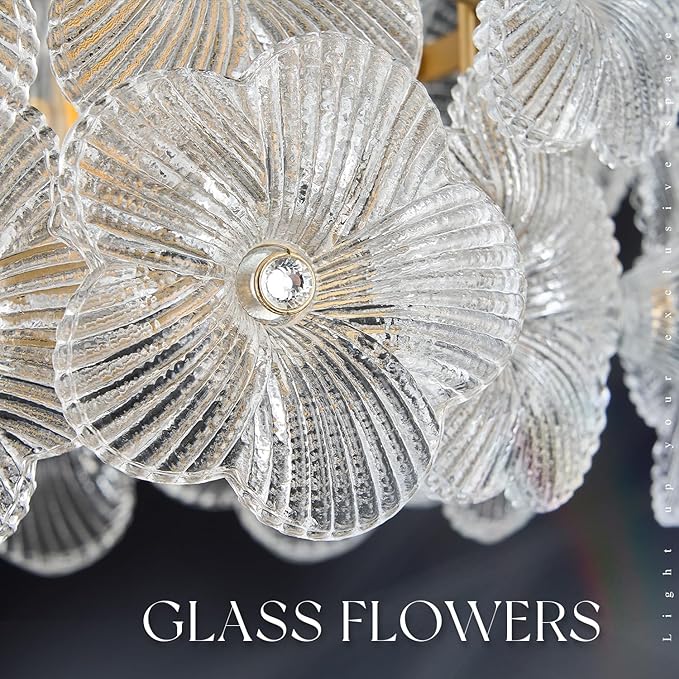 Gold Glass Pendant Light 1-Pack Modern Flower Small Ceiling Pendant Lighting 1-Light for Kitchen Island Sink Dining Room Bedroom Entryway Hallway, E26