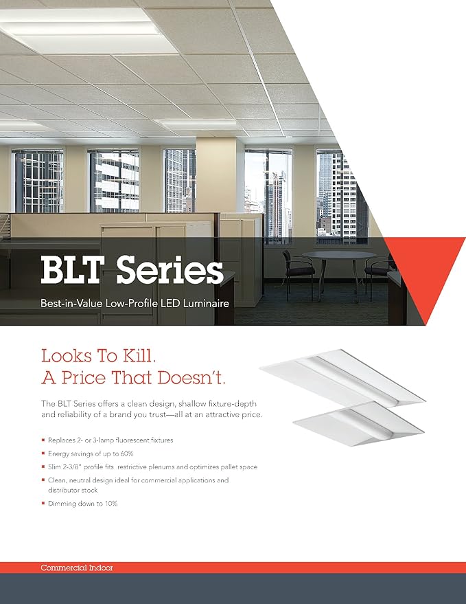 Lithonia Lighting 2BLT4 46L ADP LP835 High Output Best-in-Value Low-Profile Recessed LED Troffer, 2' x 4'