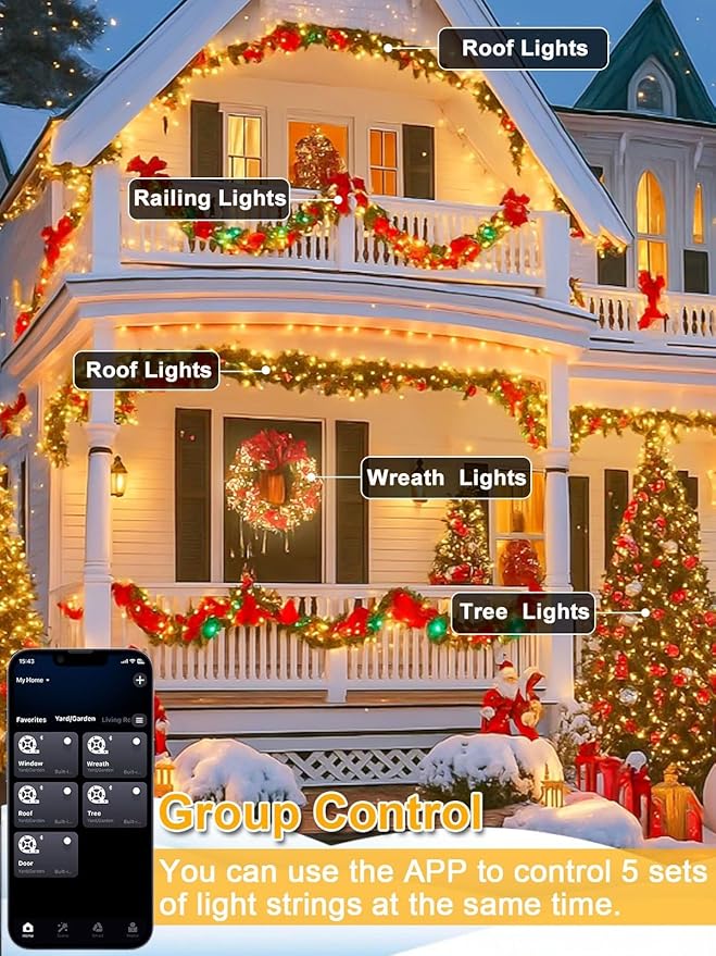 Smart Color Changing 4th of July Lights with Remote & App, 66FT 200LED Red White and Blue Twinkle Lights with Timer, RGB Patriotic Fairy String Light Waterproof Indoor Outdoor Independence Day Decor