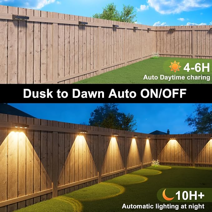 JOFIOS Solar Fence Lights with Remote 12 Pack, Color Changing RGB & Warm White, 12 Dynamic Modes, IP65 Waterproof, Solar Lights for Fence, Deck, Backyard, Patio Holiday & Party Decoration