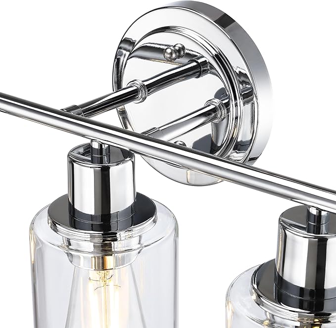 3-Light Chrome Bathroom Light Fixtures Over Mirror,Chrome Vanity Lights for Cabinet, 3 Bulb Bathroom Wall Sconce Light Fixture for Sink