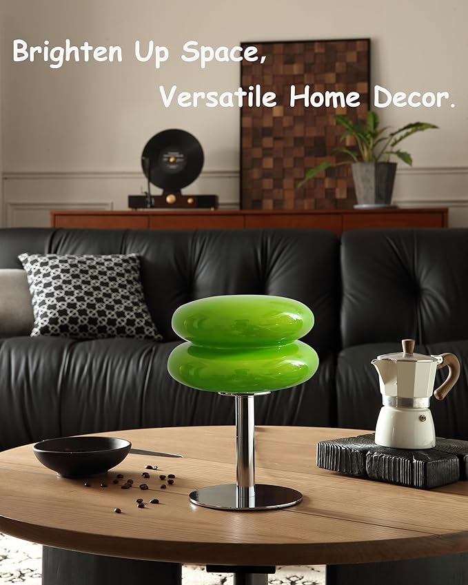 Glivpny Mushroom Lamp Table Lamp for Night Stands,Mid Century Modern Desk Lamps for Bedroom, Vintage Dimmable Bedside Small Lamps, Cute Cool Home Room Aesthetic Decor for Living Room (Green)