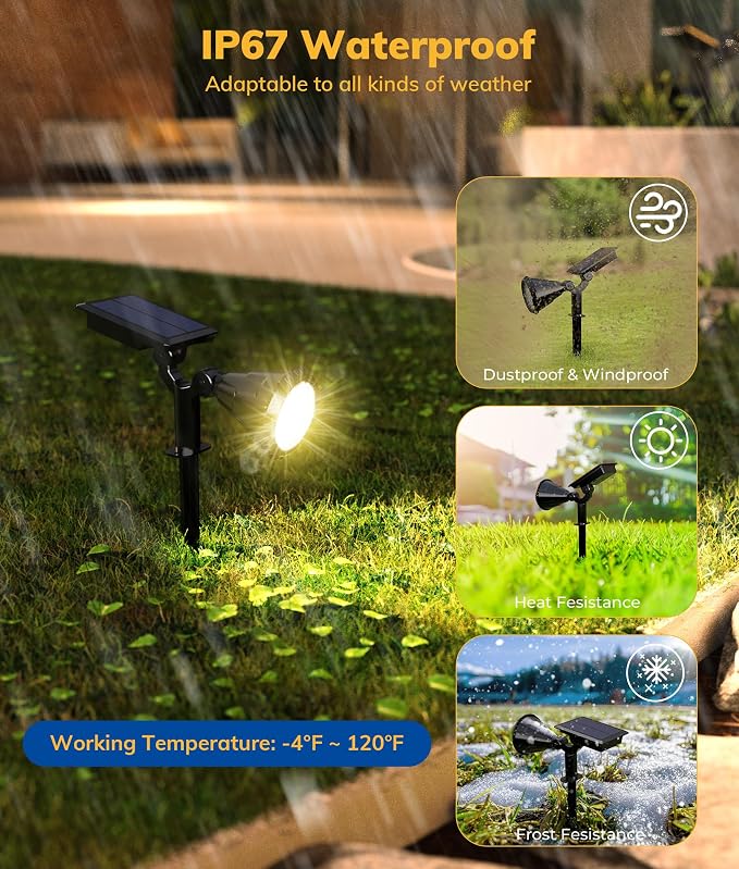 NBKLS Solar Spot Lights for Outside, 21 LED Outdoor Solar Lights for Yard, 4 Pack Solar Spotlights Waterproof Auto On/Off for Landscape, Wall, Garden, Pool, Tree, Pathway and Driveway(Warm White)