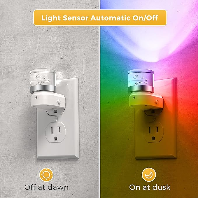 L LOHAS LED Night Light, Night Lights Plug into Wall, Color Changing Nightlight RGB with Dusk to Dawn Sensor, for Halloween, Christmas, Holiday, Hallway Bedroom Kids Room, 2 Pack