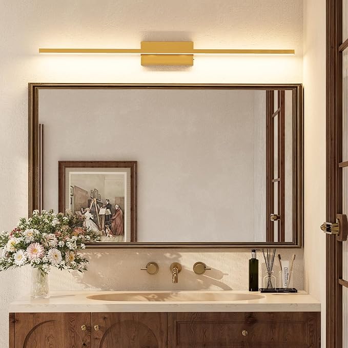 VOLISUN Modern Bathroom Vanity Light 48 inch, 30W Dimmable 5CCT Led Bathroom Light Fixture Over Mirror, Brass Bar Vanity Light for Bathrooms Mirror Cabinets Bedroom-ETL Certificated